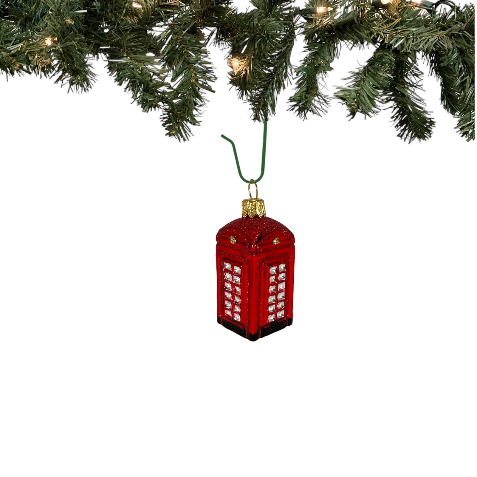 Pinnacle Peak Trading Company English Telephone Booth Mini Polish Glass Christmas Ornament UK England 2.5 inch