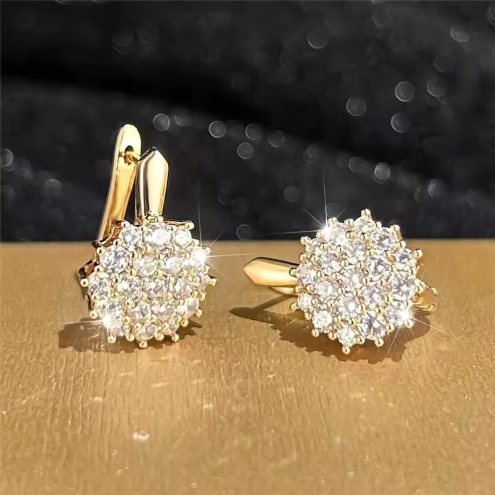 Wardrobe Whimsy Womens Flower Cluster Pave Sparkling Earrings