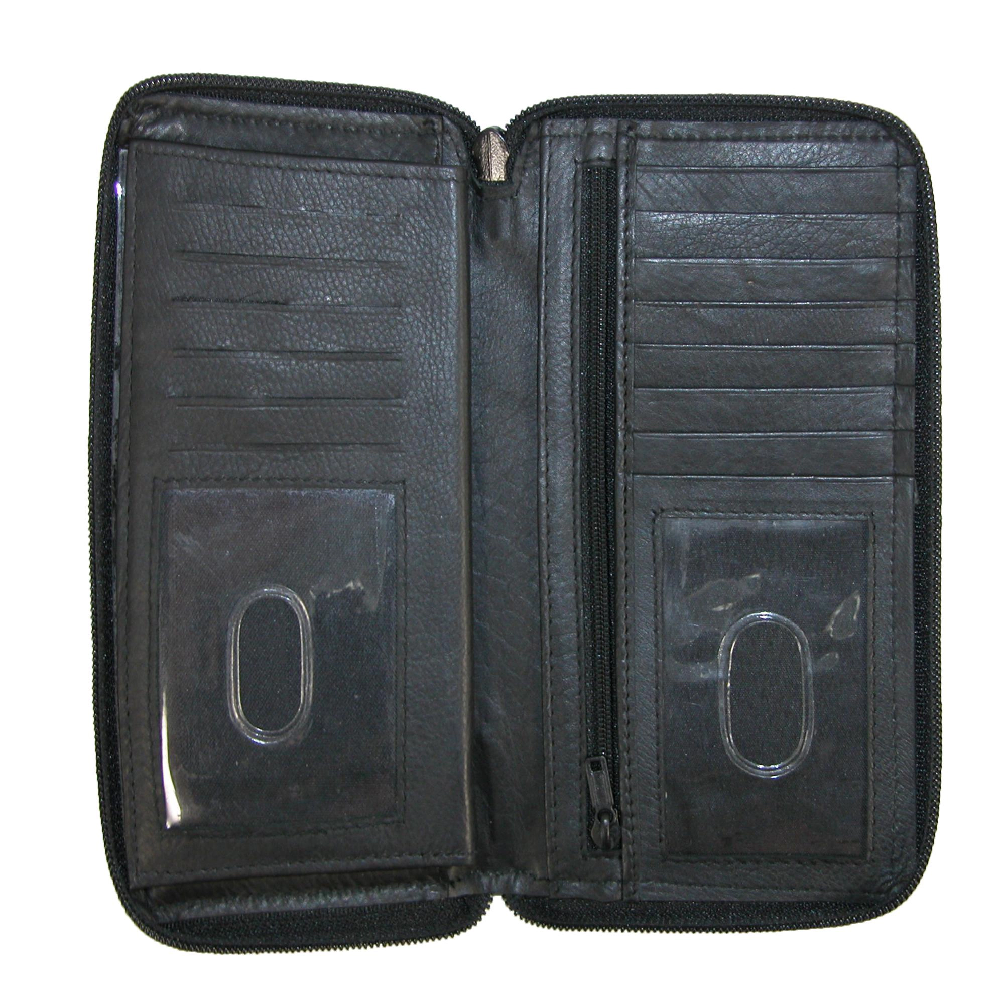 Paul & Taylor Leather Deluxe Zip Around Checkbook Cover Wallet