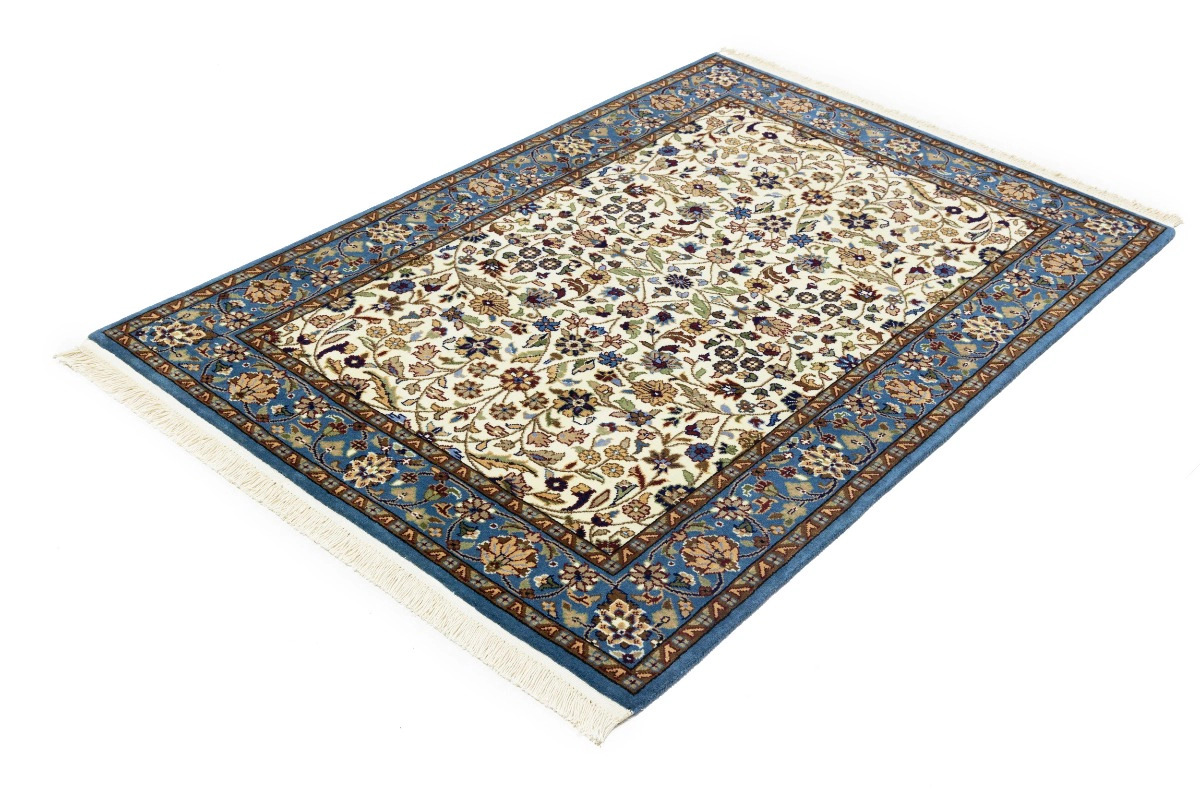 Magic Rugs Cream Blue Floral 4X6 Kirman Oriental Rug