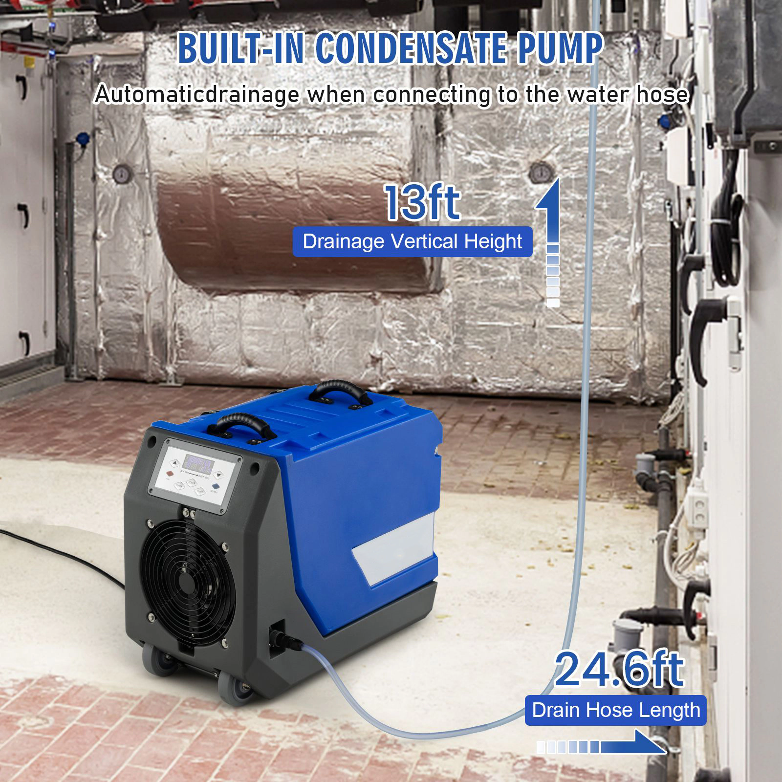 SlickBlue 180 Pint Large Space Dehumidifier with LED Display, Wheels and Carry Handles