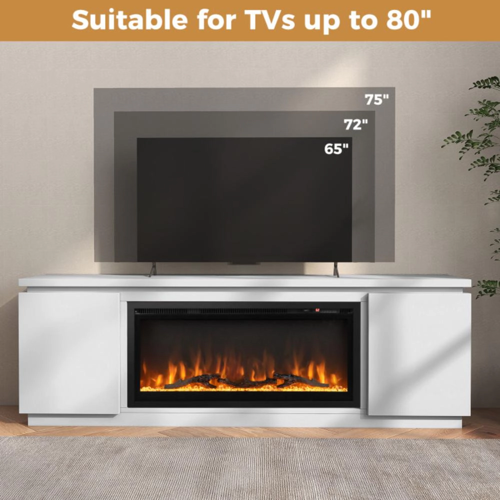 Hivvago Fireplace Tv Stand For Tvs Up To 80 Inch With 3 Adjustable Shelves