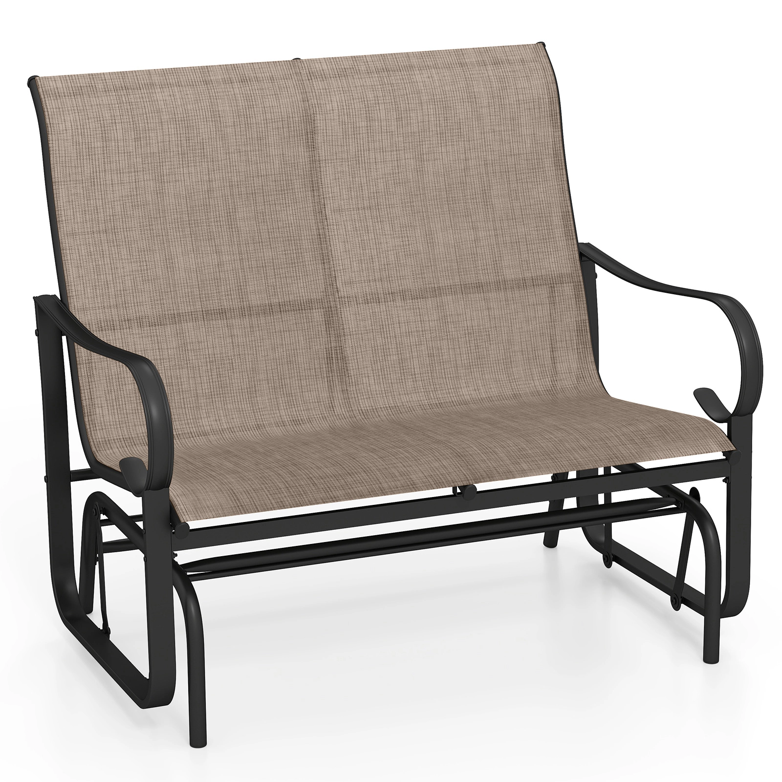 SUGIFT 2-Person Outdoor Glider Bench with 25-in High Backrest 660-lb Capacity Mix Brown and Black