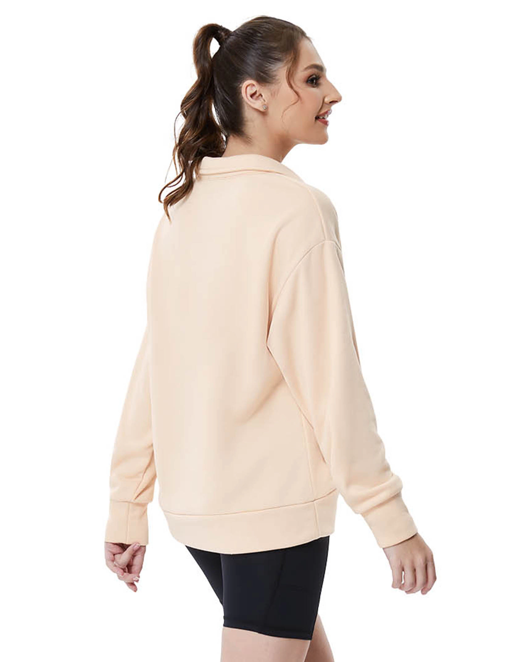 KOJOOIN Women's Quarter Zip Lightweight Pullover Sweatshirt Long Sleeve Oversized Casual