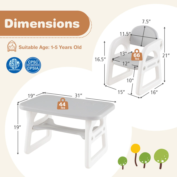 Hivvago Kids Table And Chair Set With Building Blocks