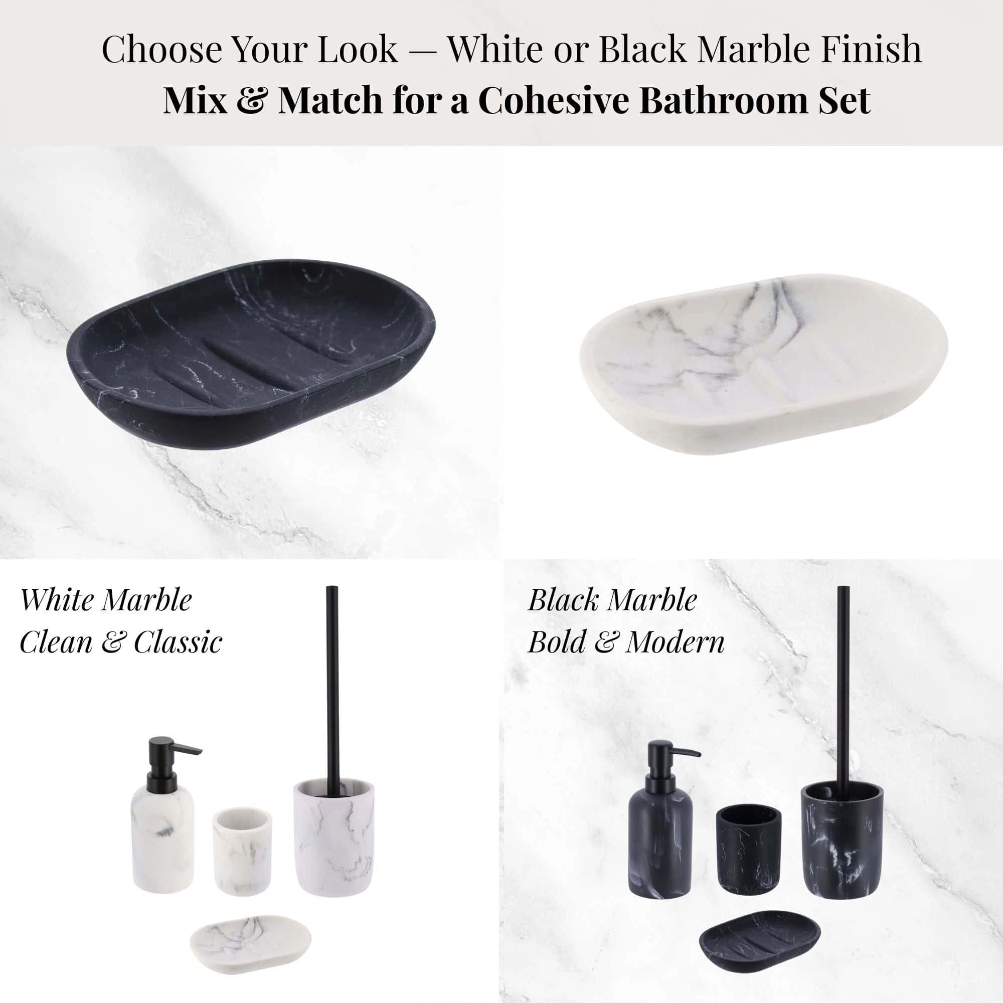 Evideco French Home Goods Marble-Effect Polyresin Soap Dish - Polished Rectangular Countertop