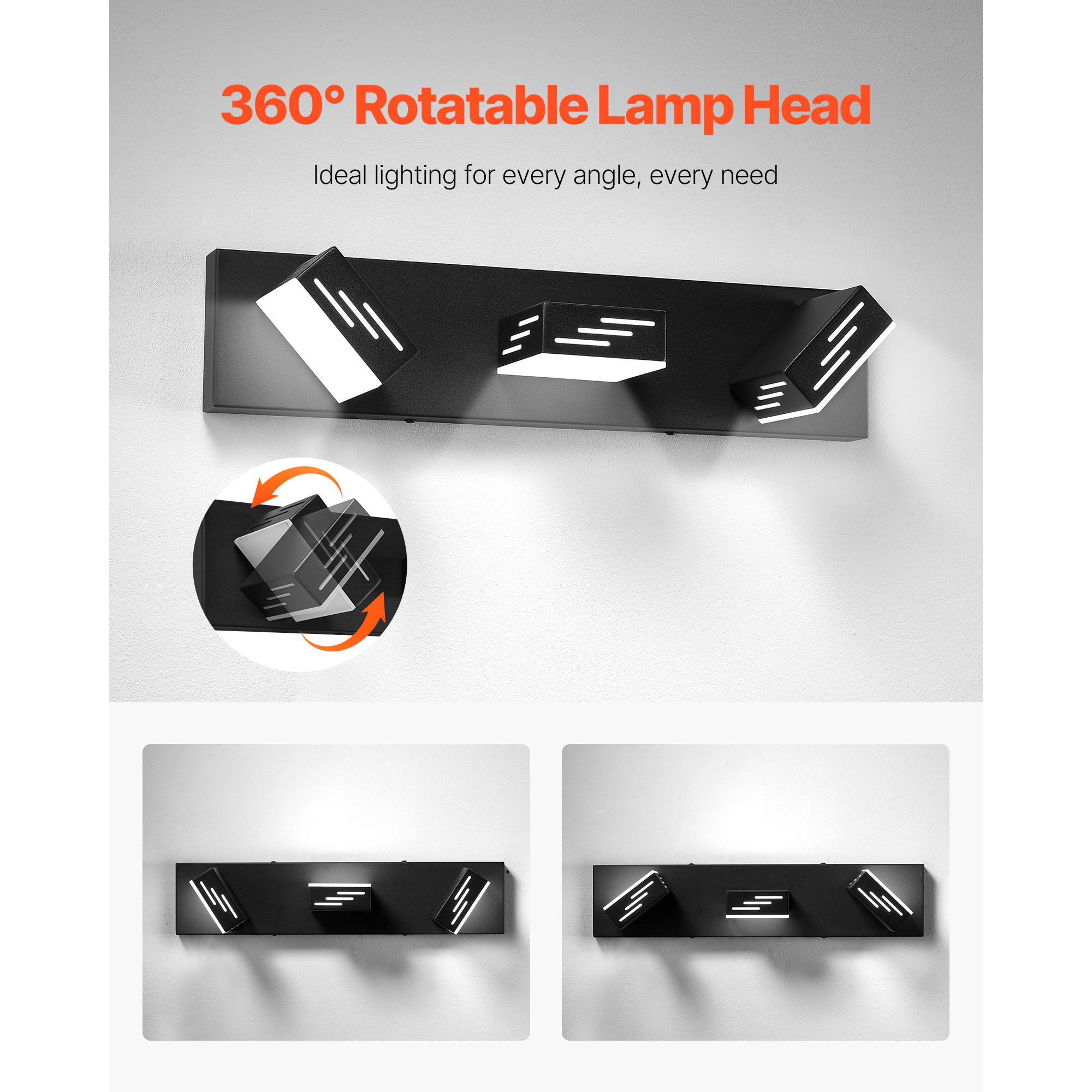 HONGGE LED Modern Vanity Light Fixture Over Mirror, with IP44 Waterproof, 6000K, Wall Lighting for Bathroom, Living Room