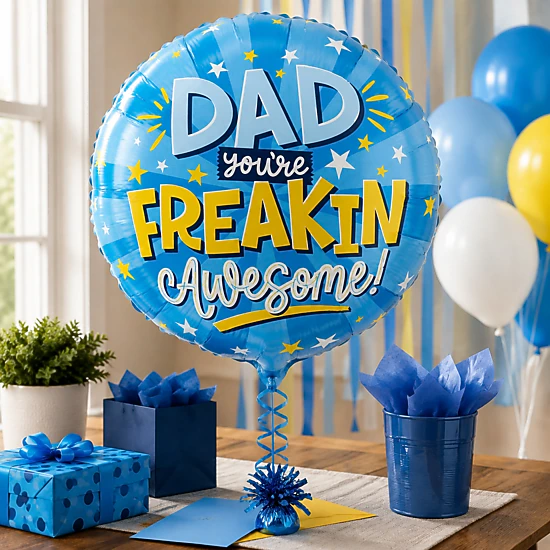 LoonBalloon Father’s Day “Freakin’ Awesome” Foil Balloon with 8 ...