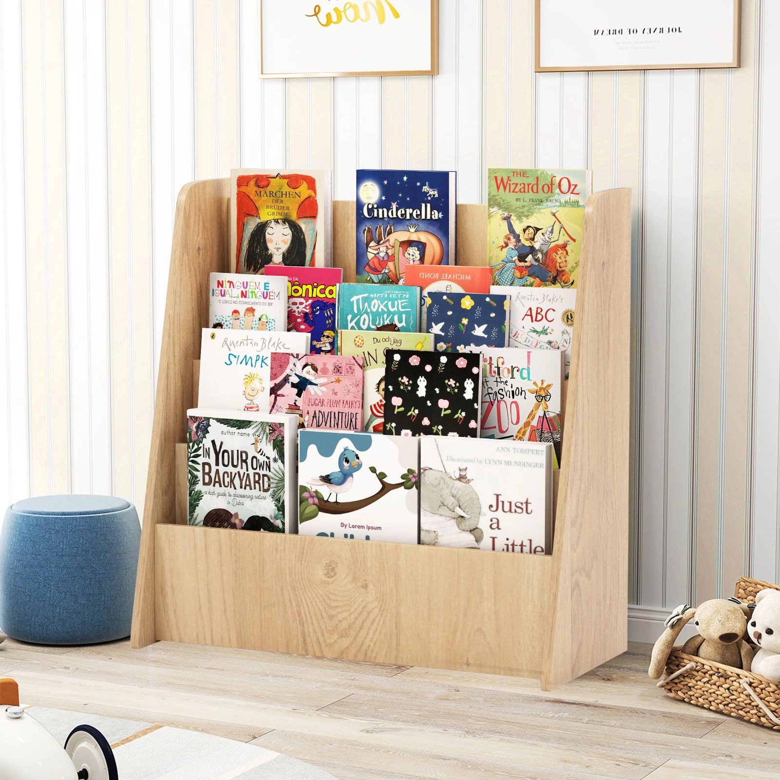SlickBlue Kids Book Display Rack with Open Shelves for Easy Organization