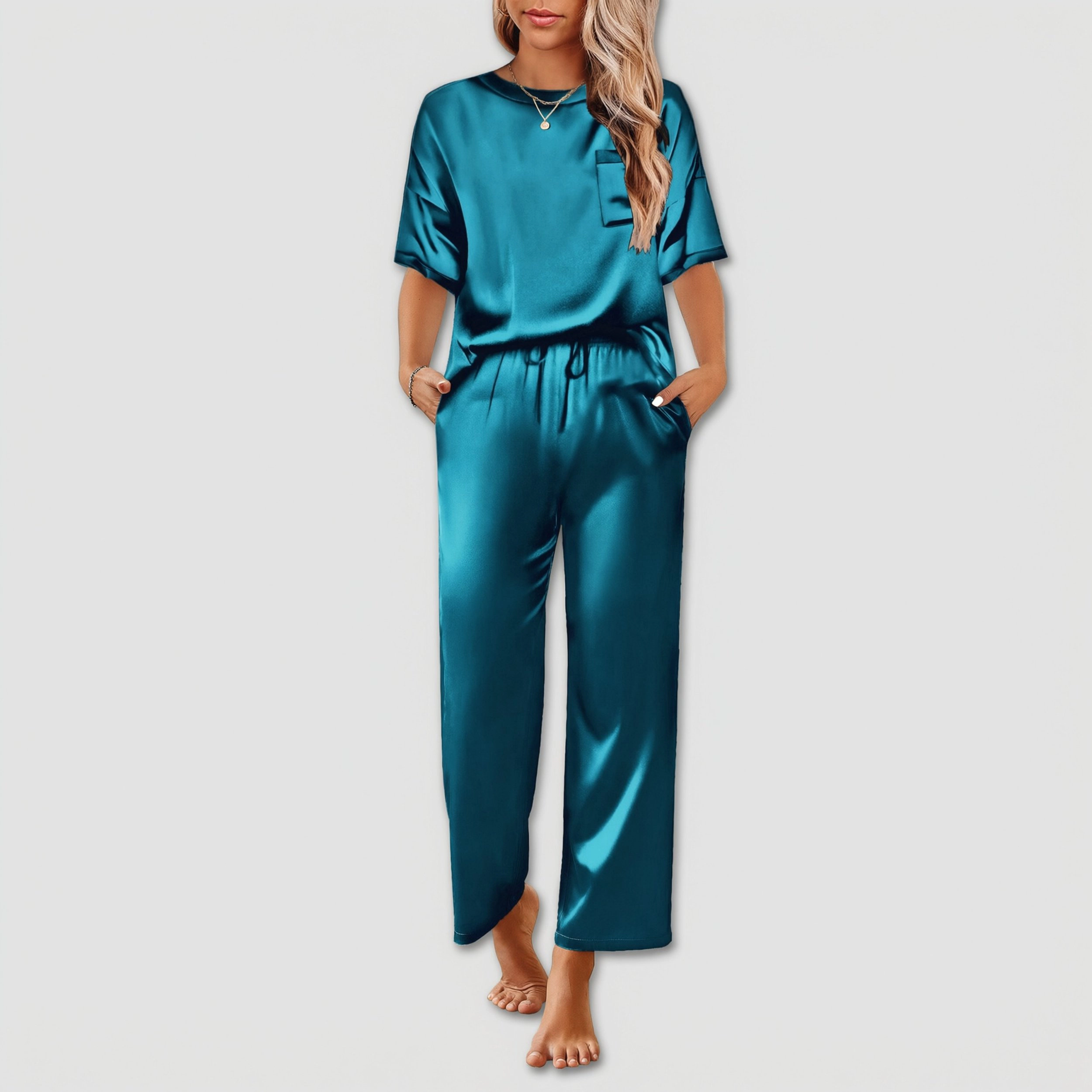 Ekouaer Womens Pajamas Set Two Piece Pj Sets Sleepwear Loungewear Short Sleeve