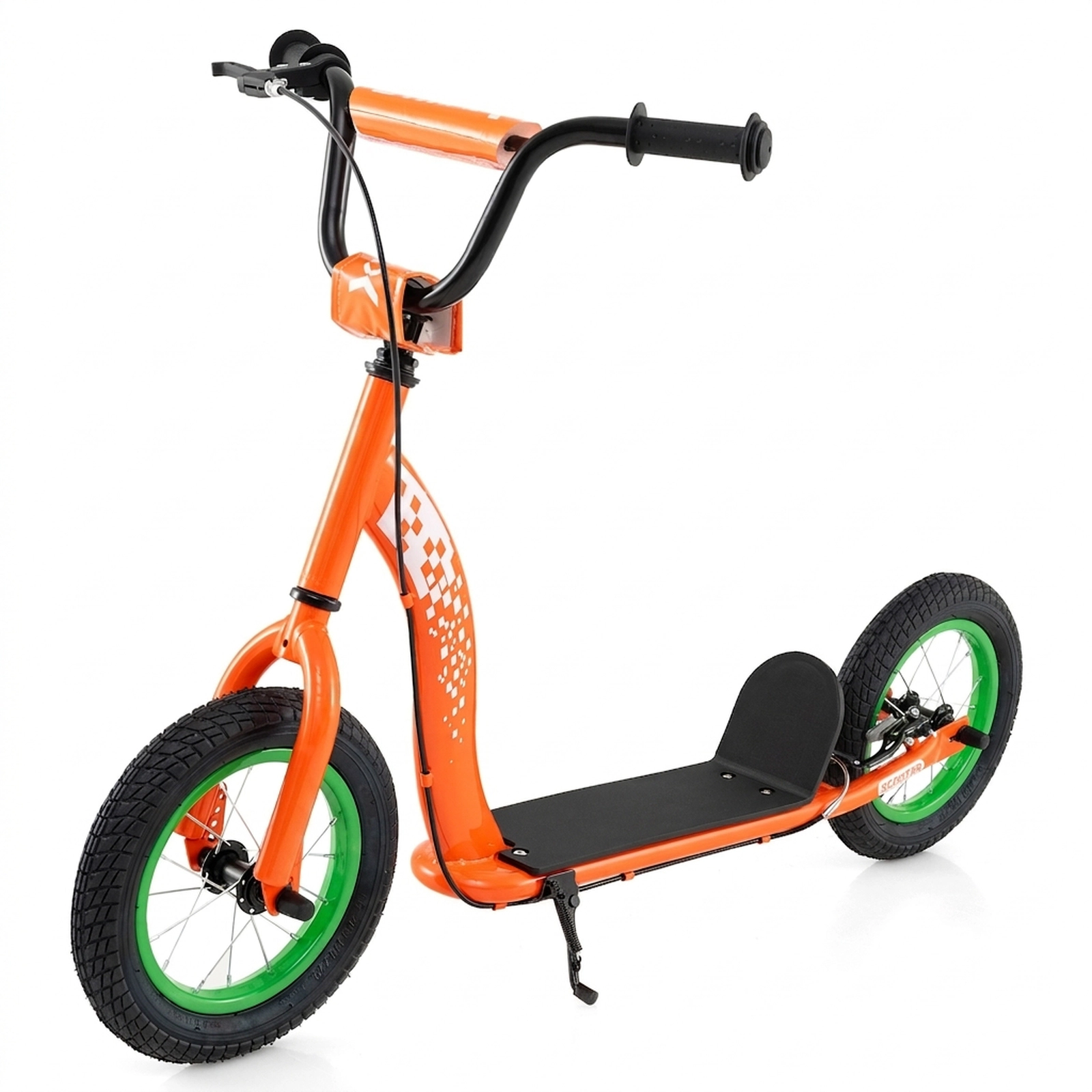 SUGIFT Adjustable Handlebar Youth Kick Scooter with 12-in Inflatable Wheels 165-lb Capacity Ages 8-12 Orange