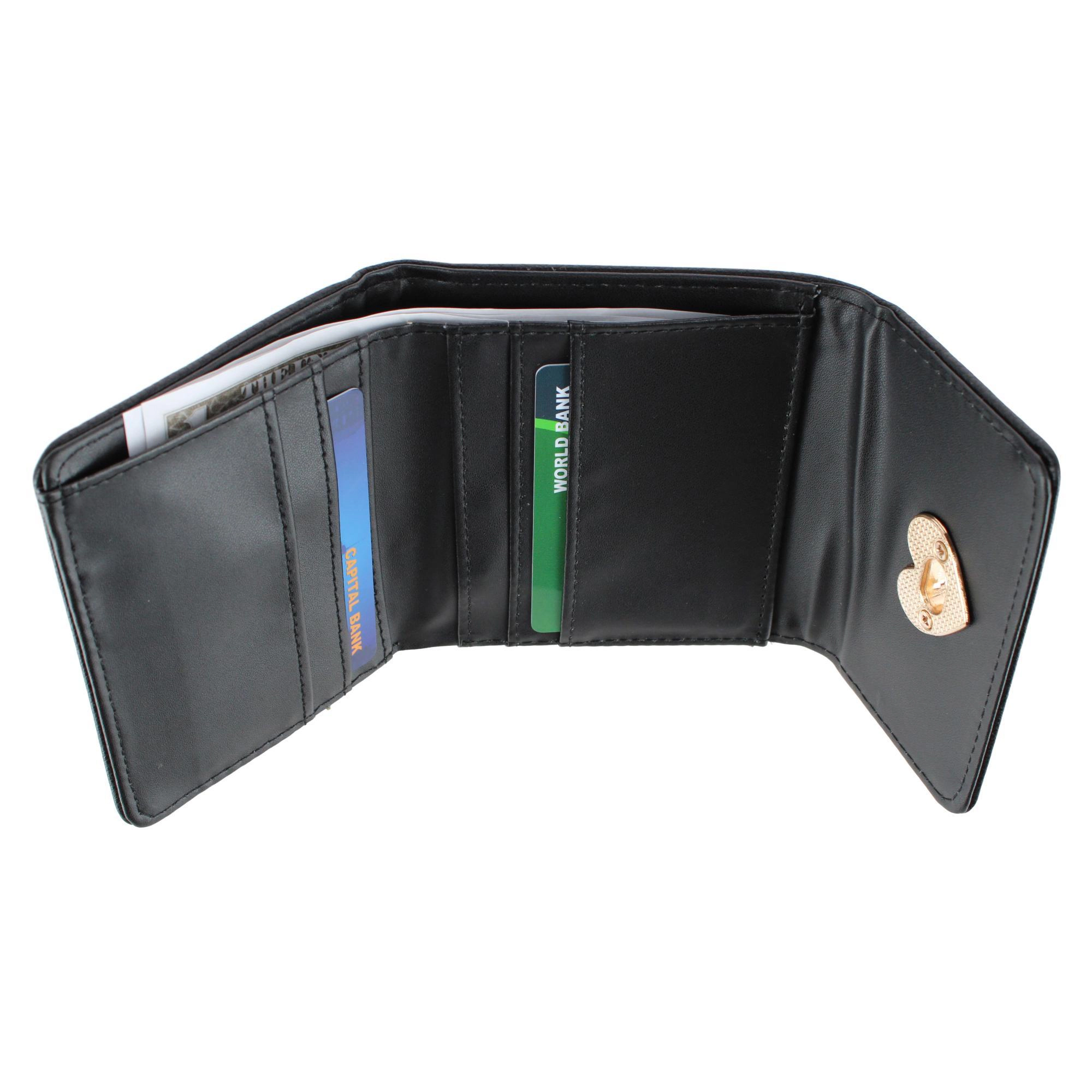 CTM Women's Premium Faux Leather Tri-Fold Mini Wallet