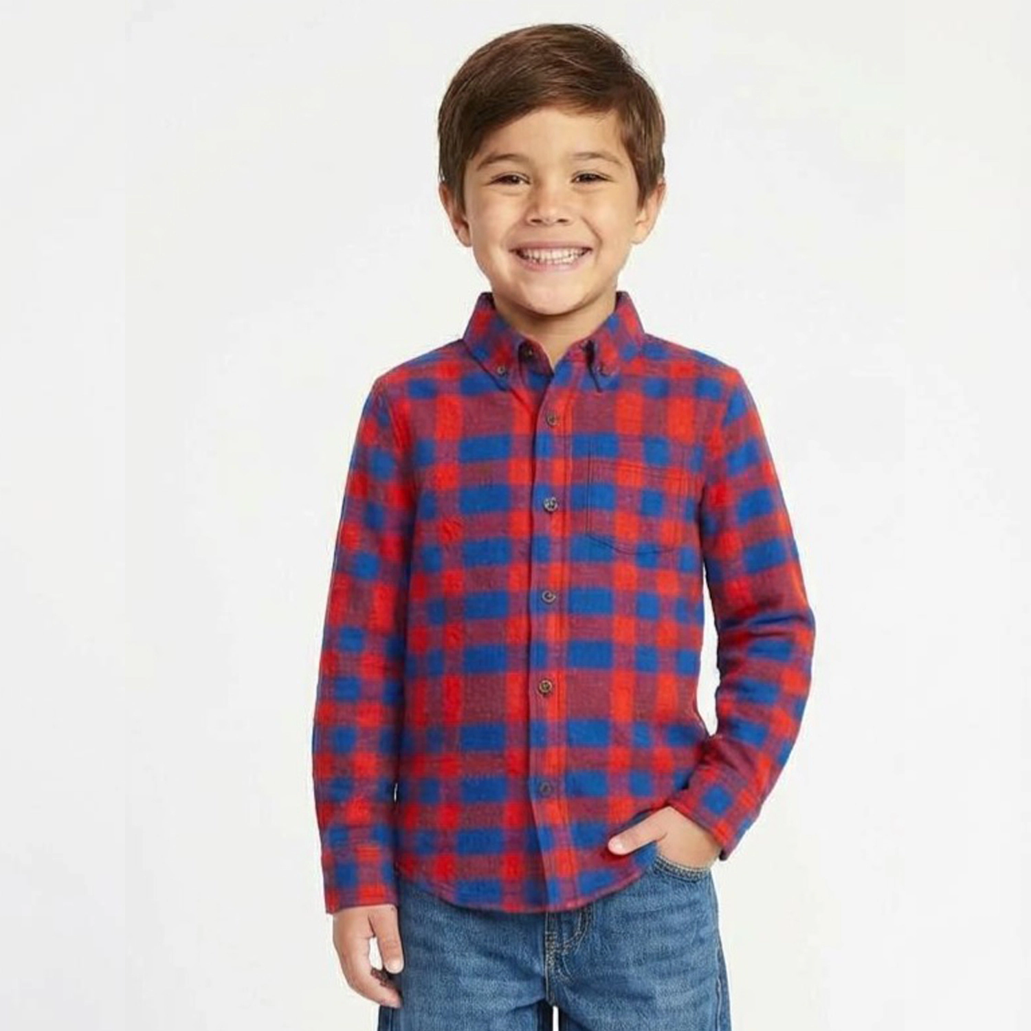 Rockets of Awesome Uneven Plaid Shirt for Boys