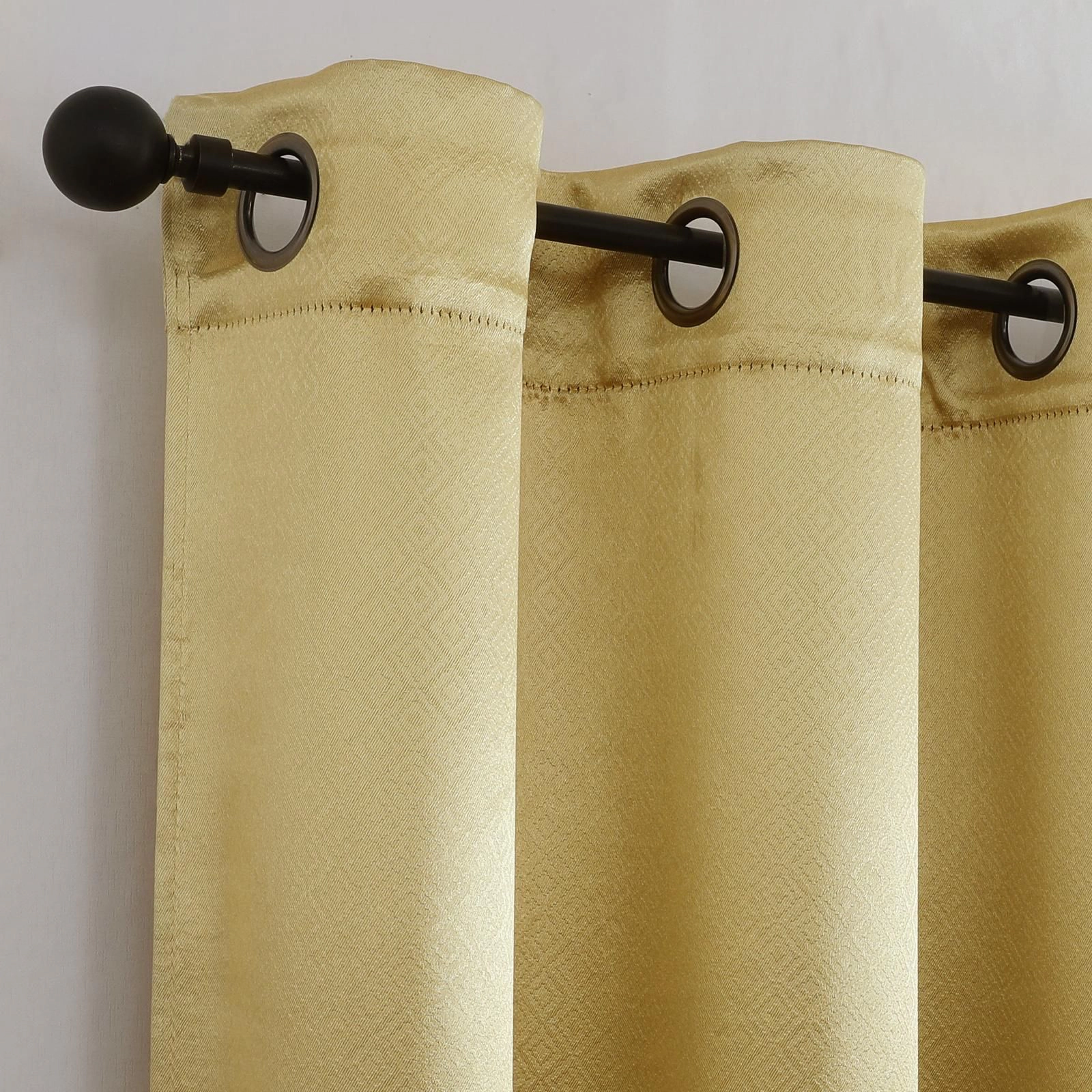Kate Aurora 1 Piece Riyadh Light Filtering Grommet Top Embossed Diamond Jacquard Window Curtain Panel
