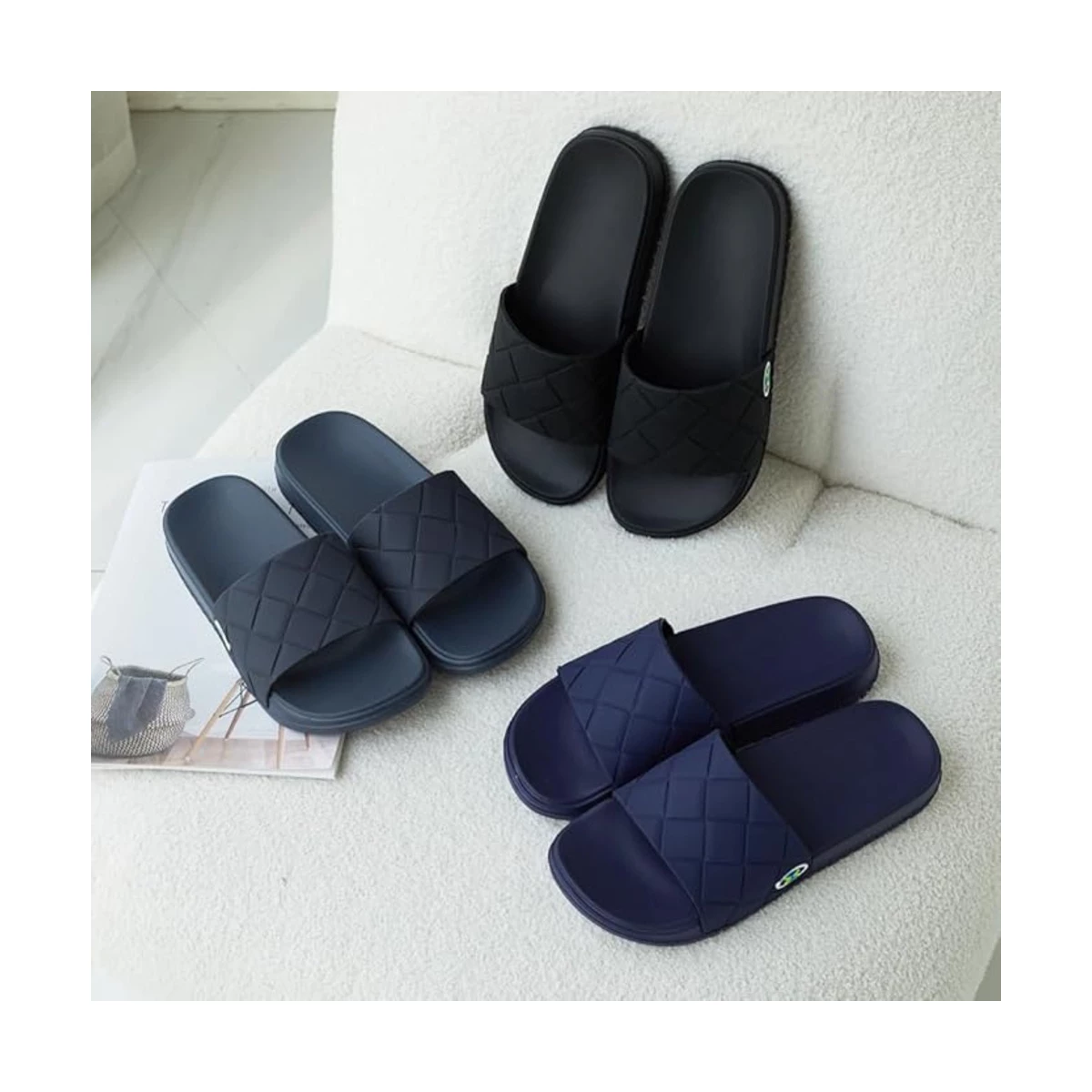 Roxoni Men's Casual Comfort Breathable Denim Open Toe House  Slipper