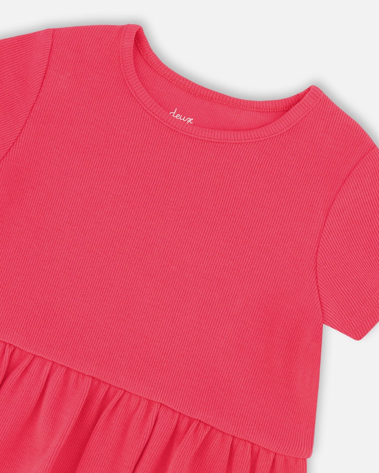 Deux par Deux Girls Rib Crop T-Shirt with Frill