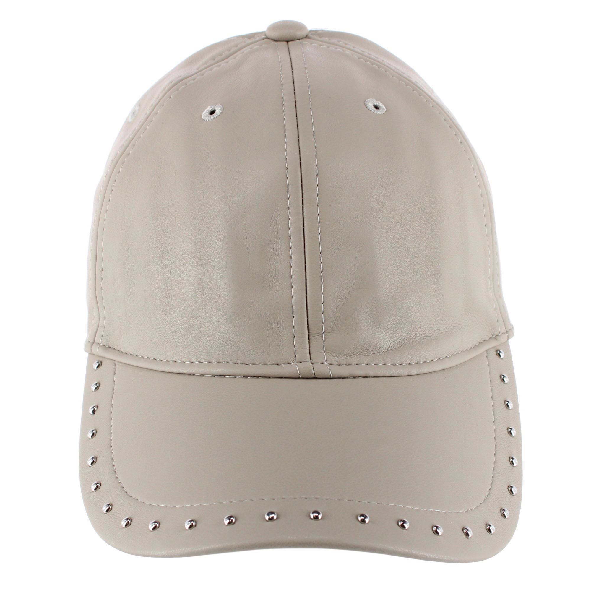 CTM® Women's Leather Rivet Baseball Cap