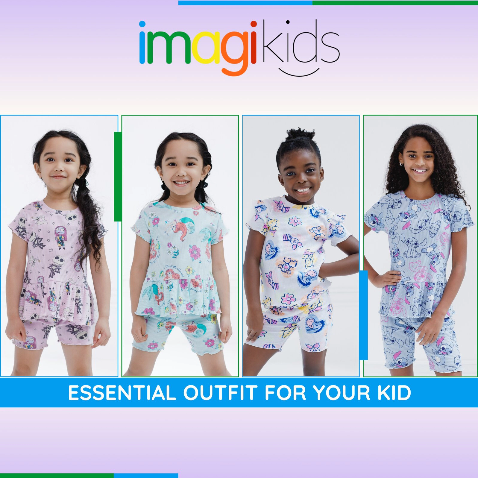 Disney Girls' Ribbed Peplum Tee and Shorts Set
