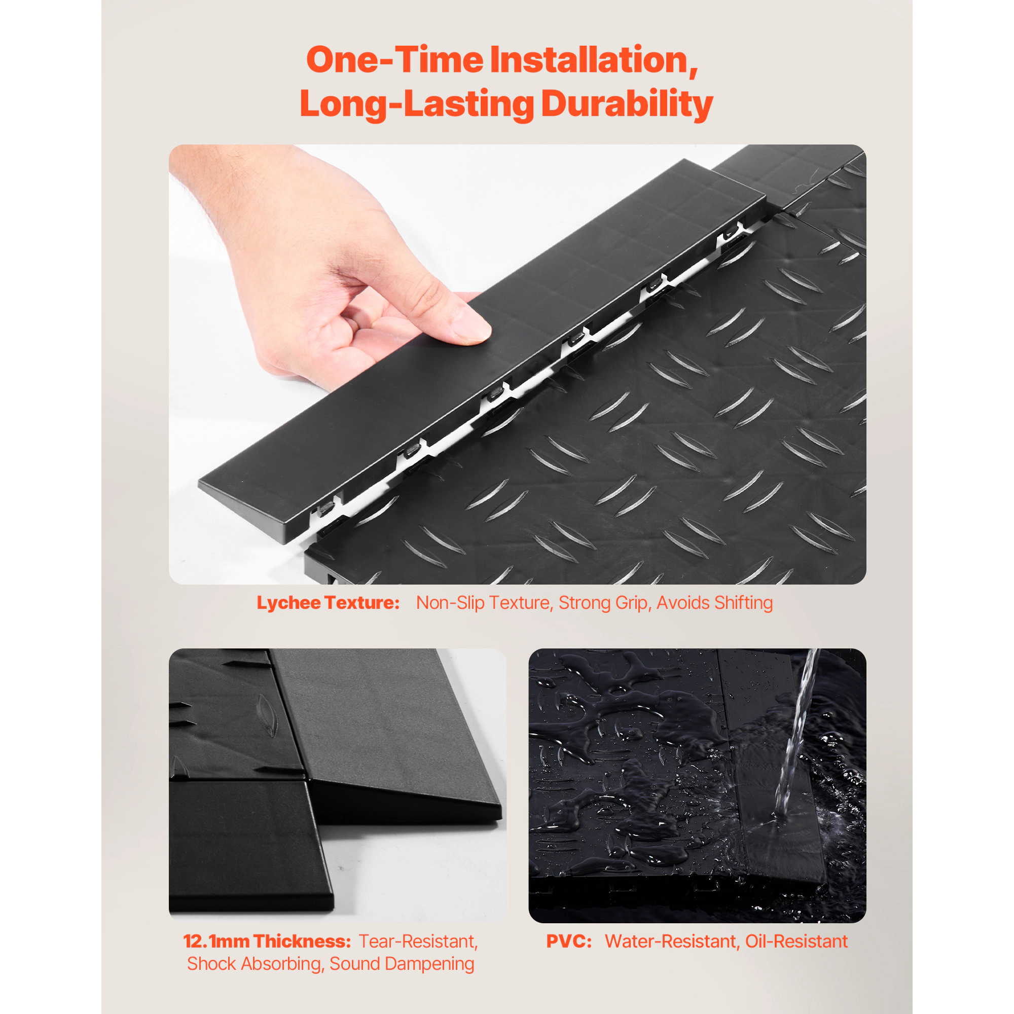 HONGGE Sturdy Interlocking Modular Garage Floor Edging Transition Edge Kit, Slip-resistant