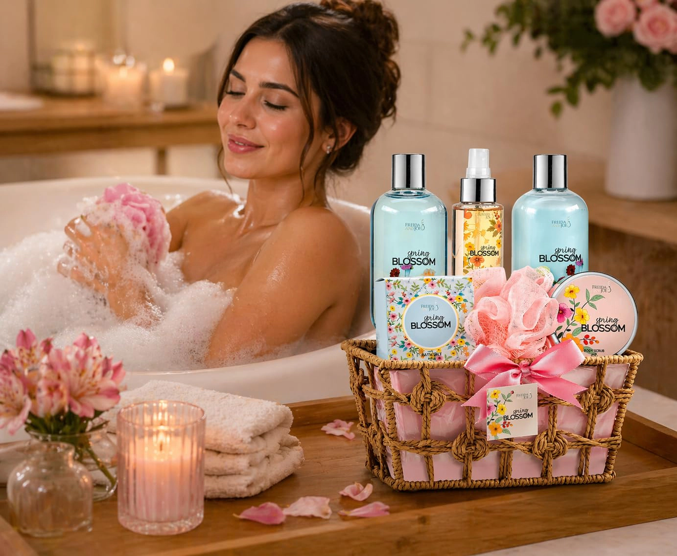 Freida and Joe  Women Spring Blossom Spa Gift Basket For Mom