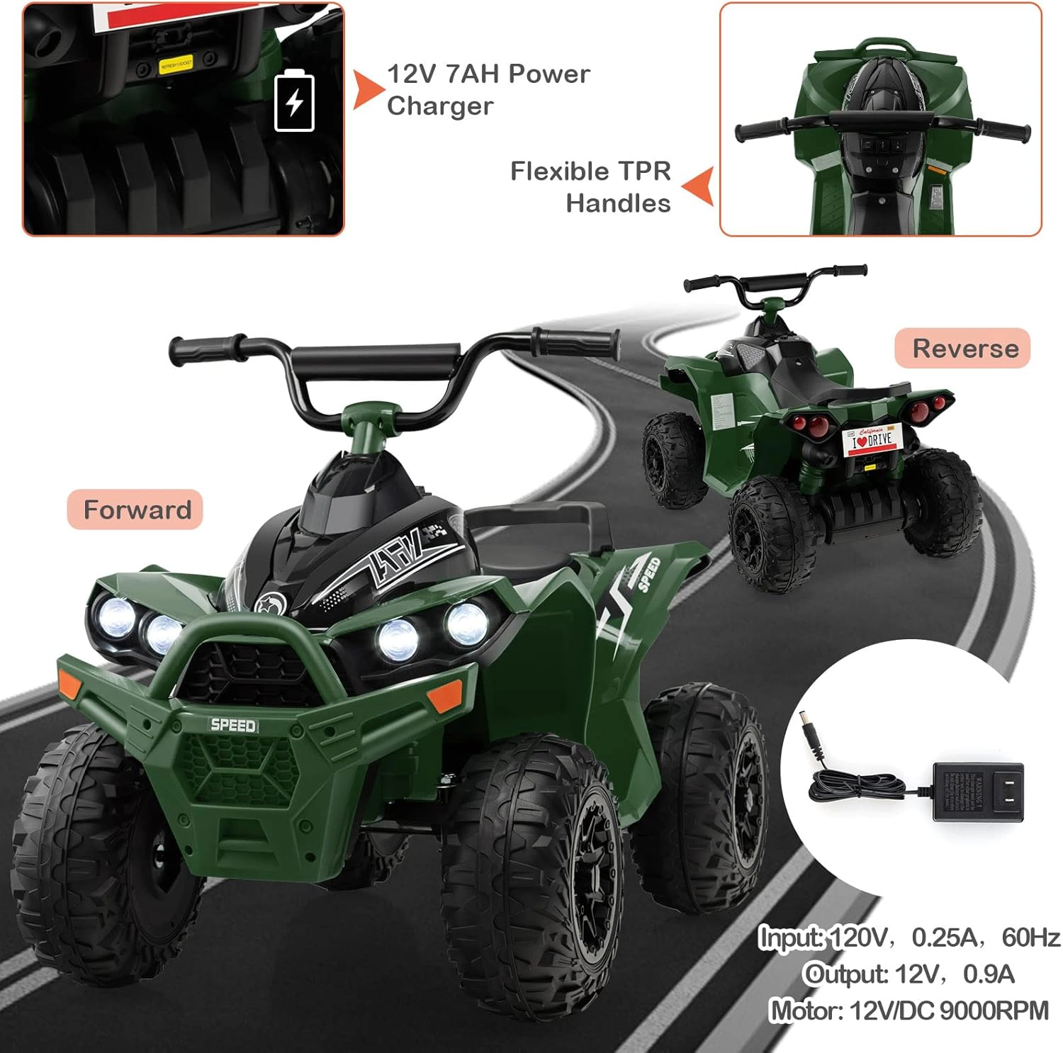 Costway 12V Ride On ATV Battery Powered Electric Vehicle for Kids