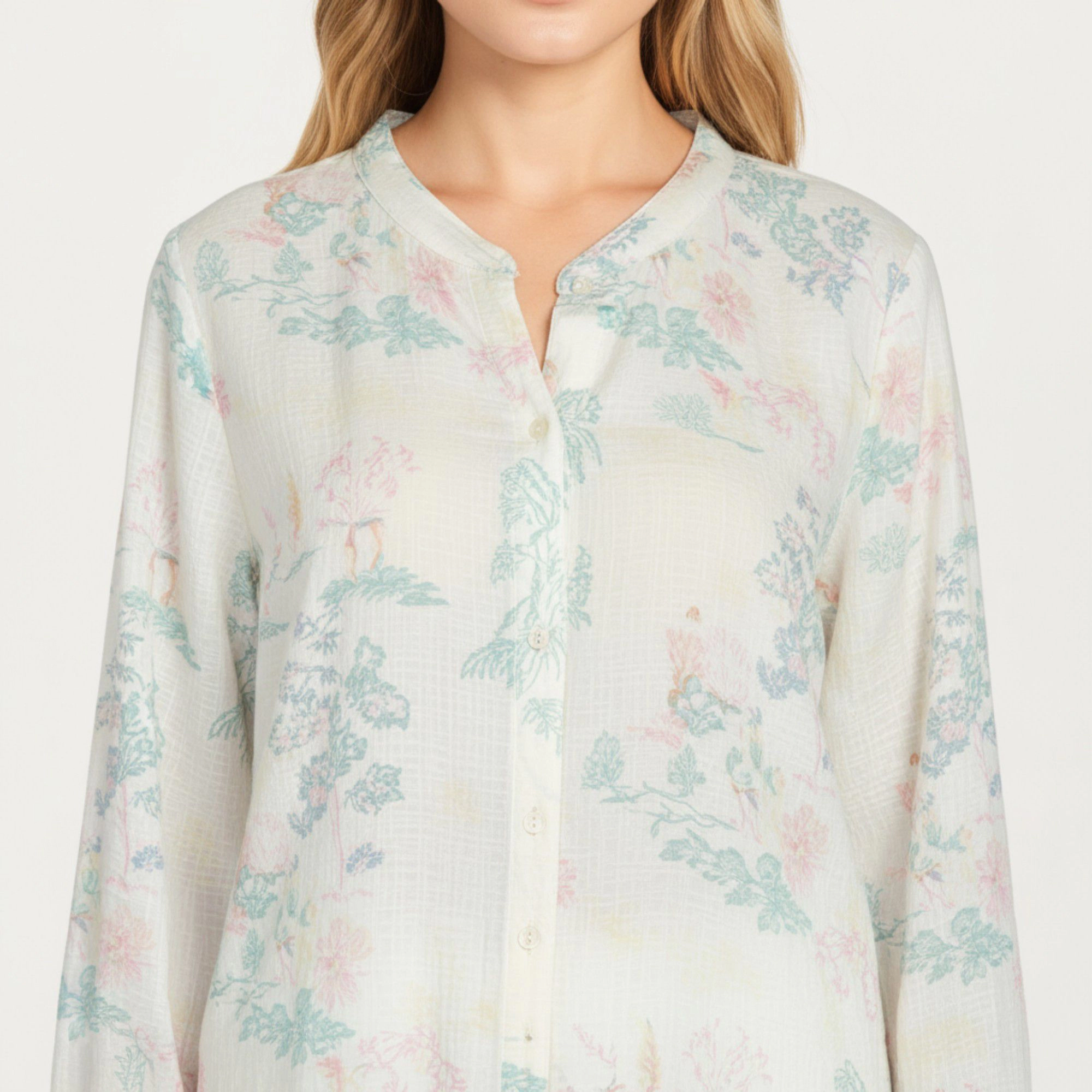 Anna-Kaci Women's 2-Piece Long Sleeve Button Front Top and Relaxed Fit Pants Pajama Set with Pastel Print