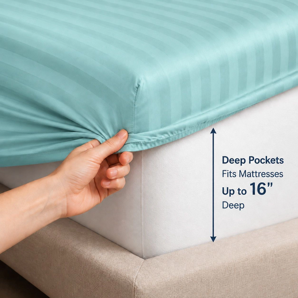 HSH Dream 1500 TC Egyptian Cotton Sheet Set by Five Luxe Collection Luxury Sateen Sheets with Elegant Hemstitch Design