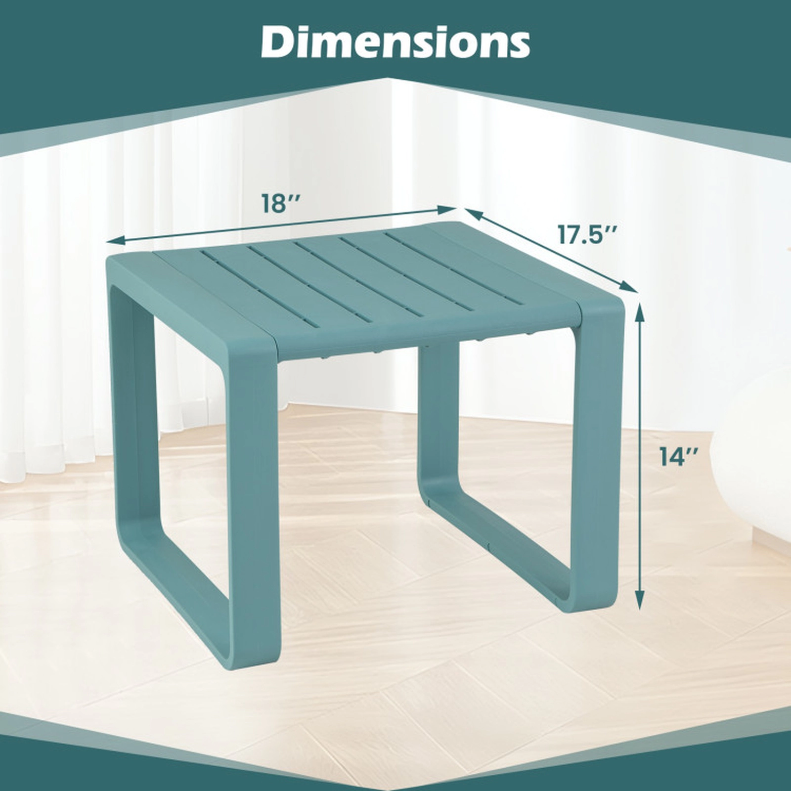 SUGIFT Weather Resistant Adirondack Outdoor Side Tables Set of 2 66-lb Capacity Blue/White