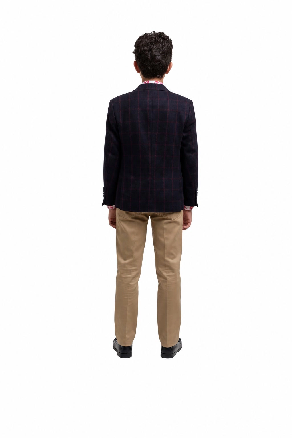 Elie Balleh Boys Slim Fit Plaid Jacket