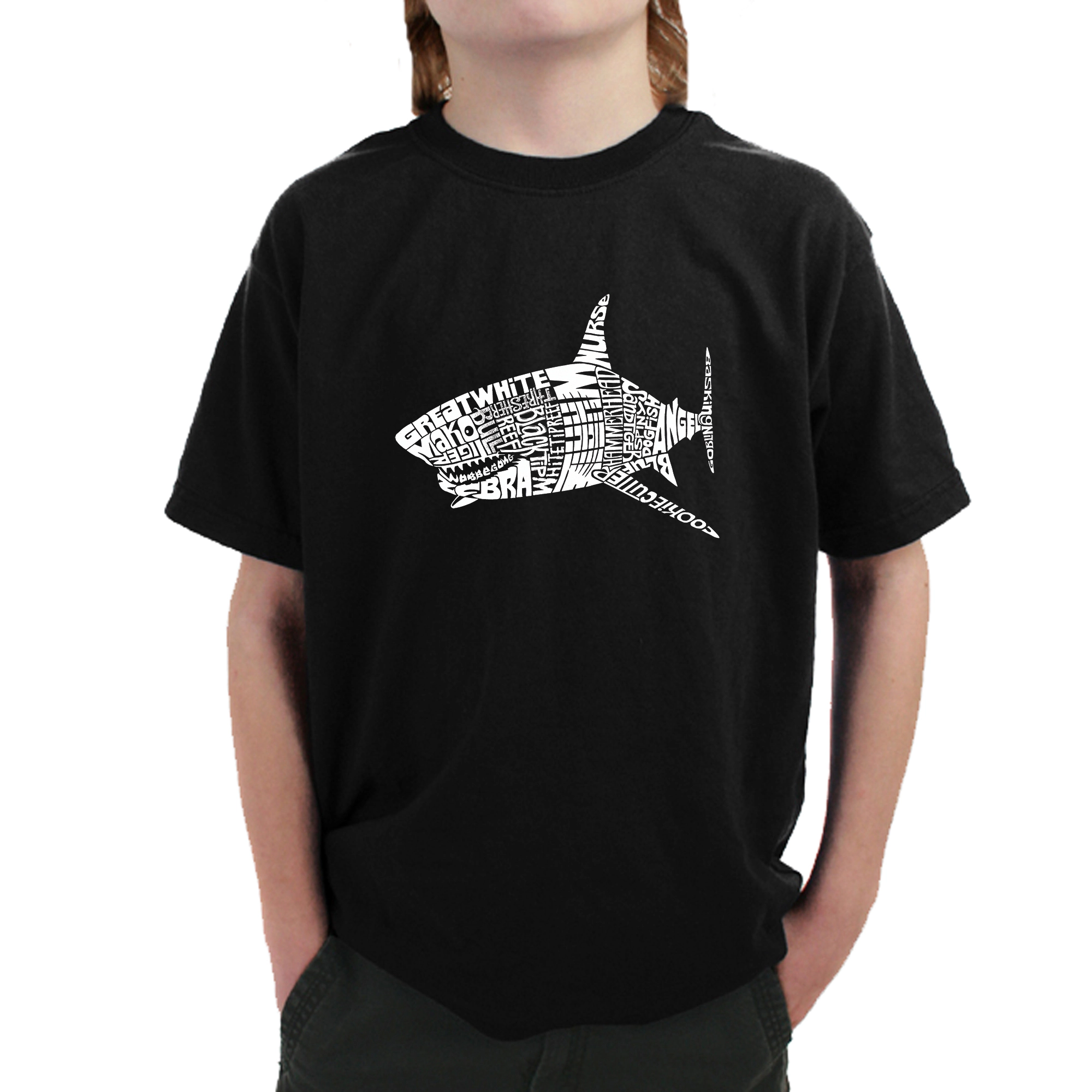 LA Pop Art Boy's Word T-Shirt - SPECIES OF SHARK