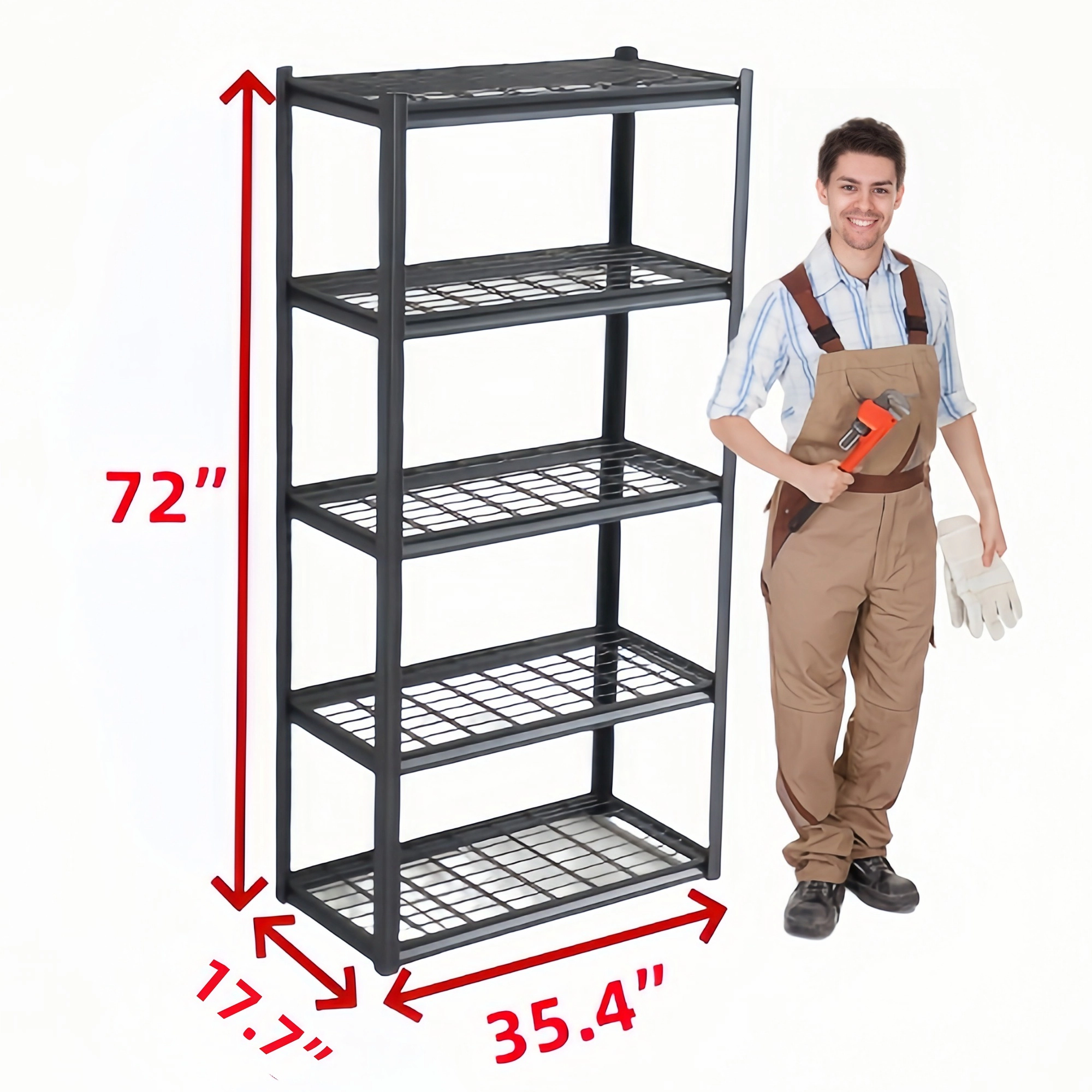 Flynama 5 Tier Heavy Duty Steel Shelving 72 in Adjustable Storage Rack for Garage Basement and Kitchen Easy Assembly