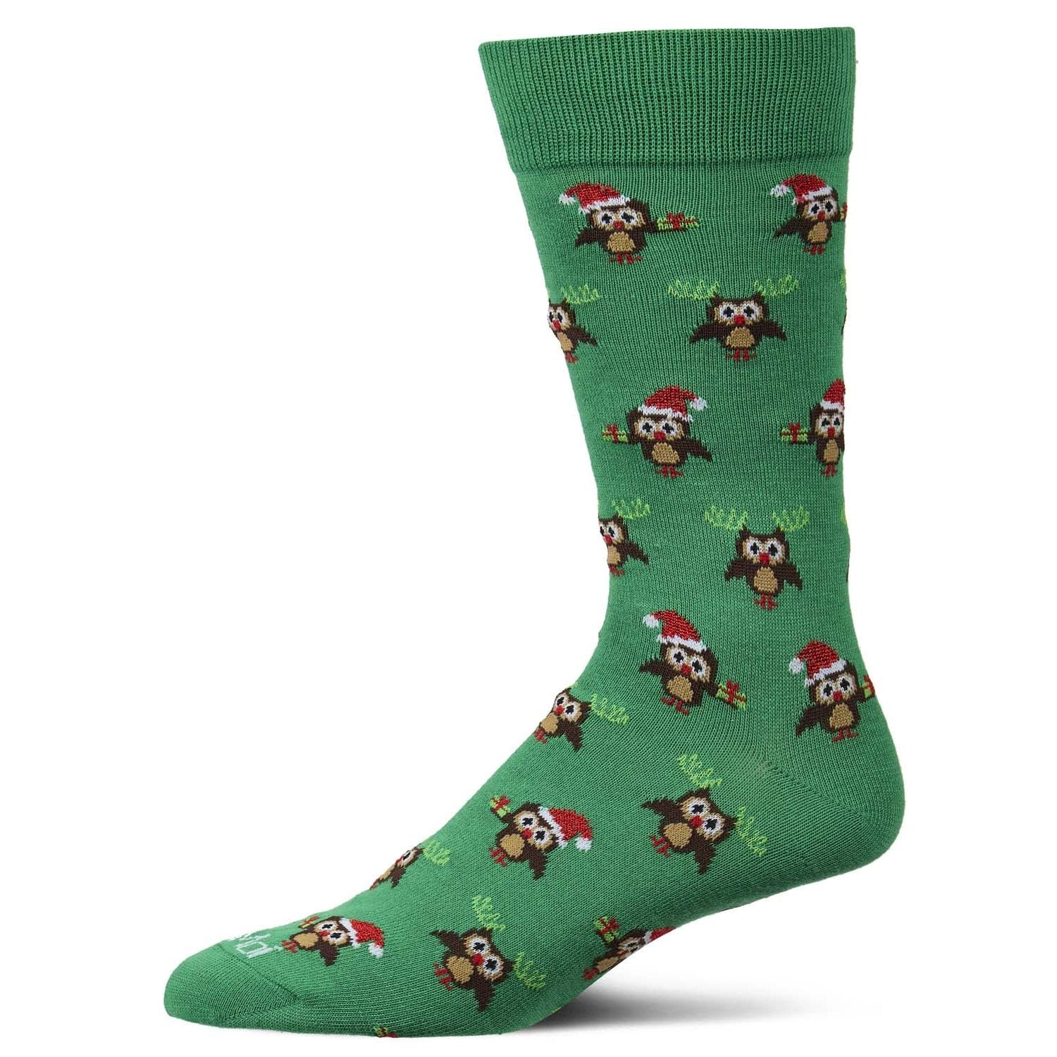 Memoi Men's "Owl" Graphics Holiday Novelty Crew Socks