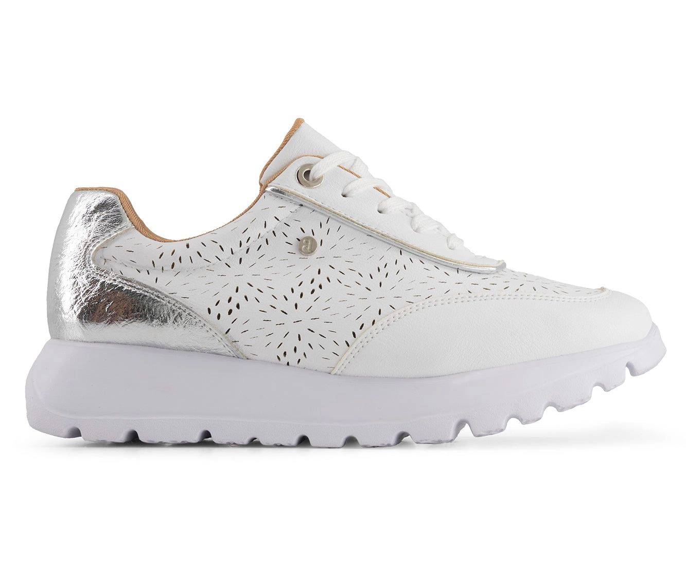 Andrea Womens Casual Sneakers With Laser Cut Pattern