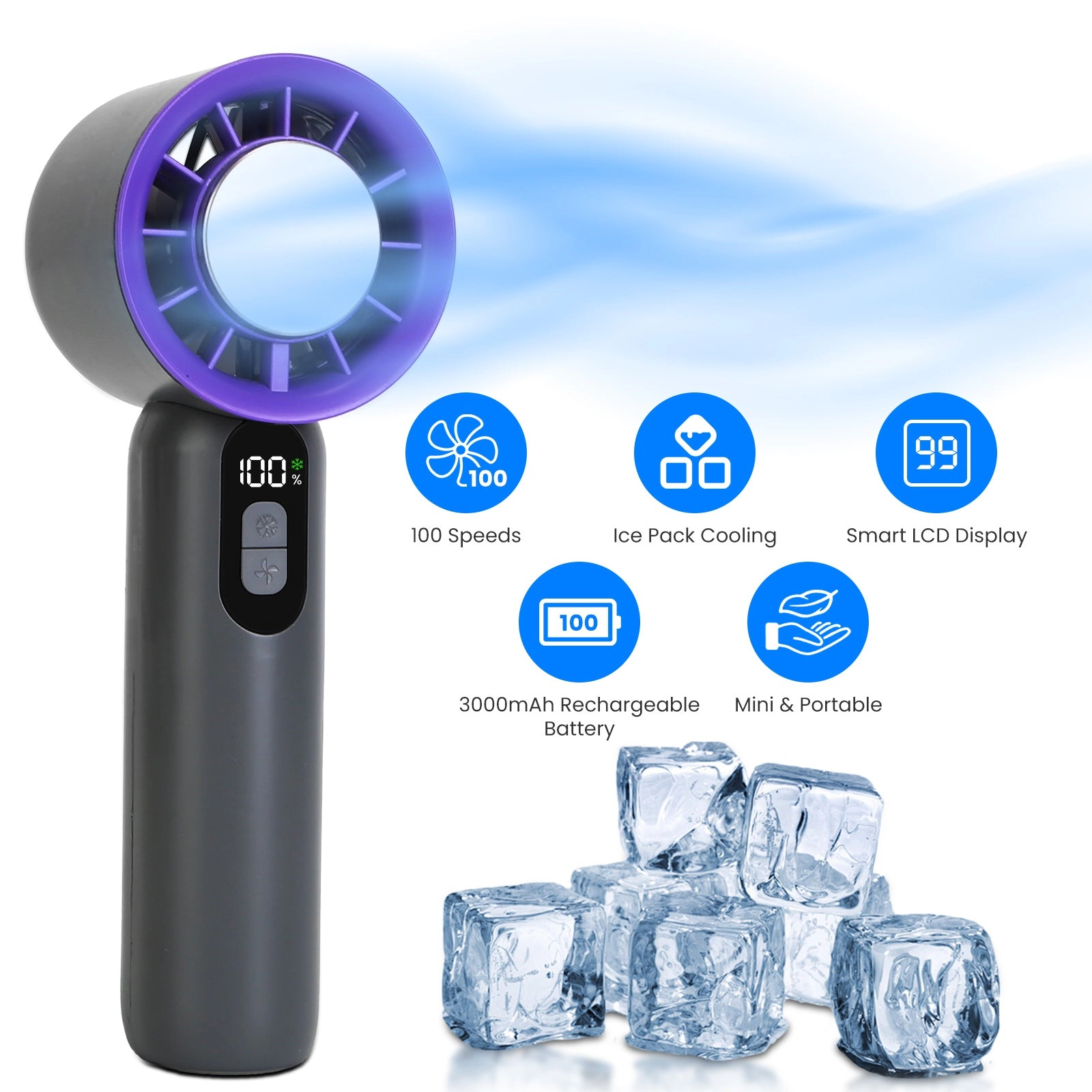 GBruno Rechargeable Handheld Fan With Ice Cooler