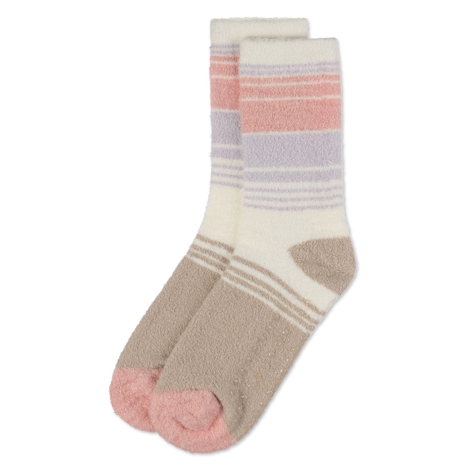 Memoi Women's Stripes Aloe Infused Crew Socks
