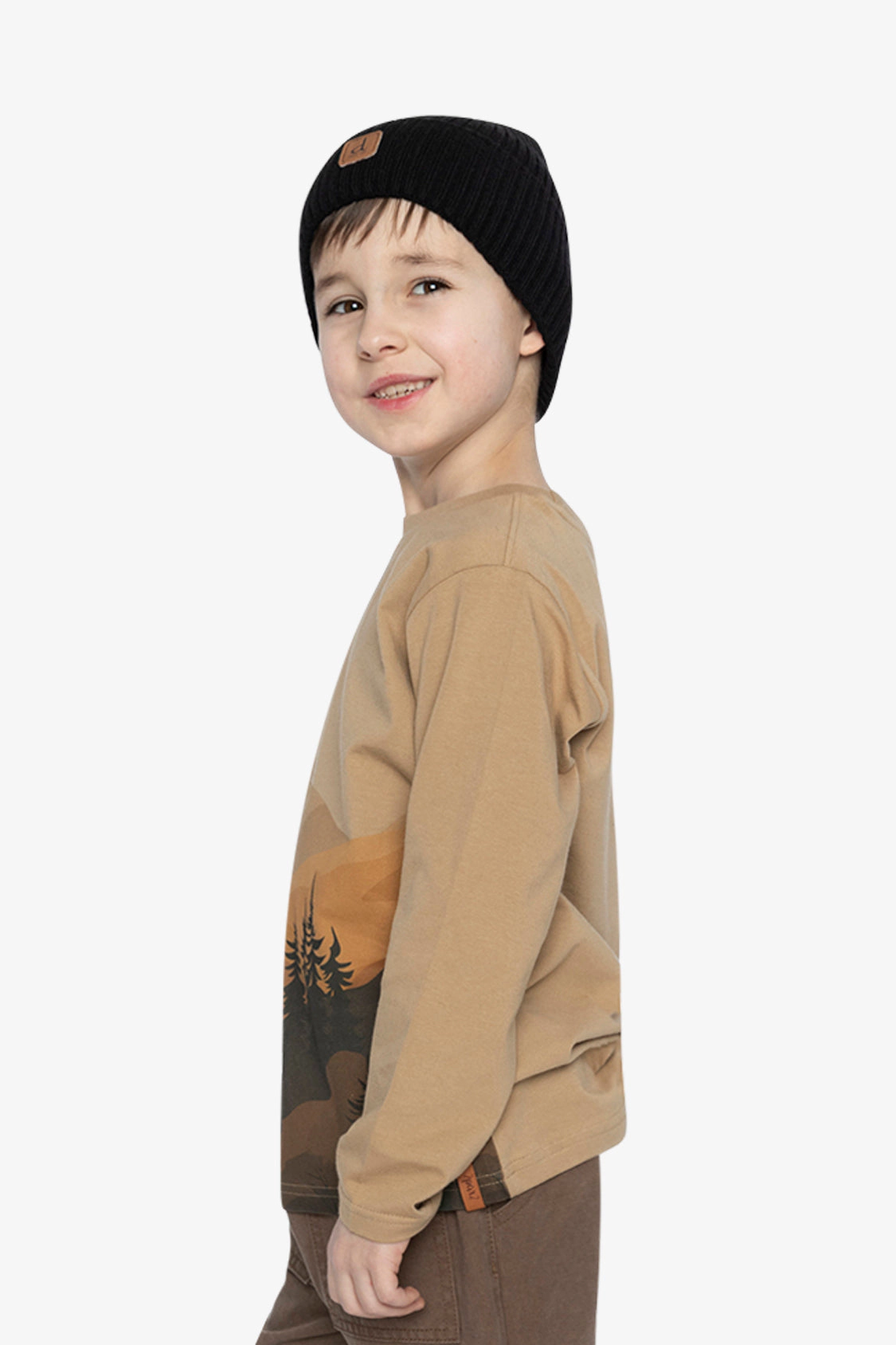 Deux par Boys Long Sleeve Organic Cotton T-Shirt with Mountain Graphic