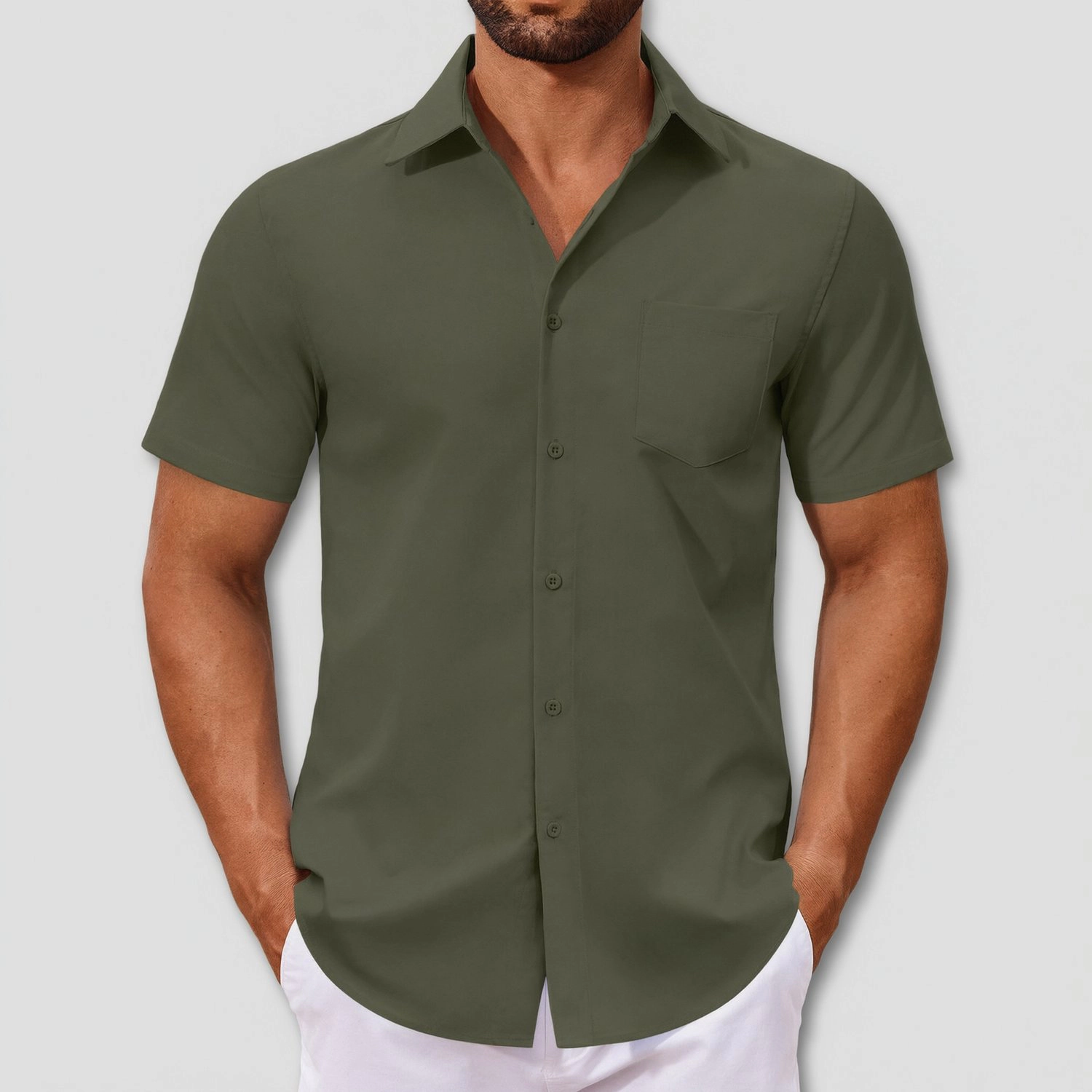 COOFANDY Mens Casual Short Sleeve Button Down Shirts Collared Pocket  Tops