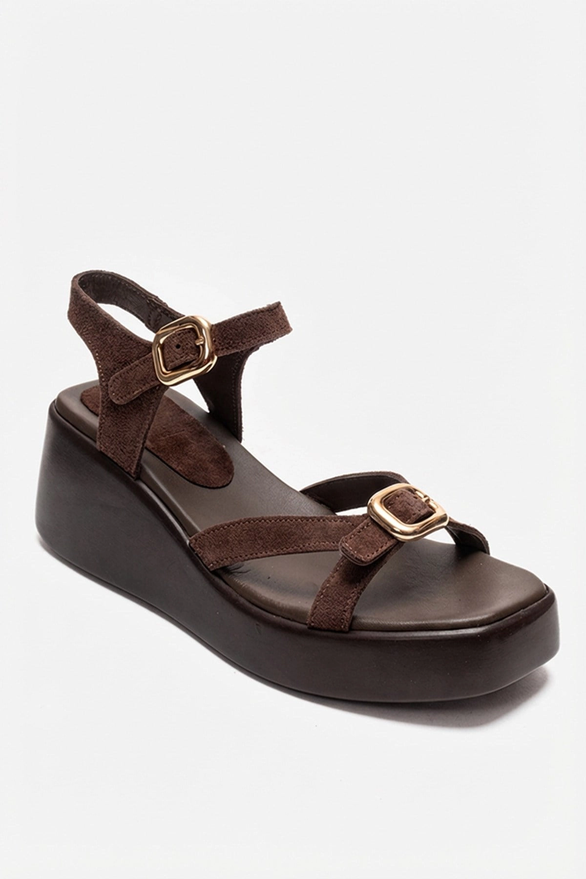 Forever & Always Womens Kalia Leather Wedge Sandals