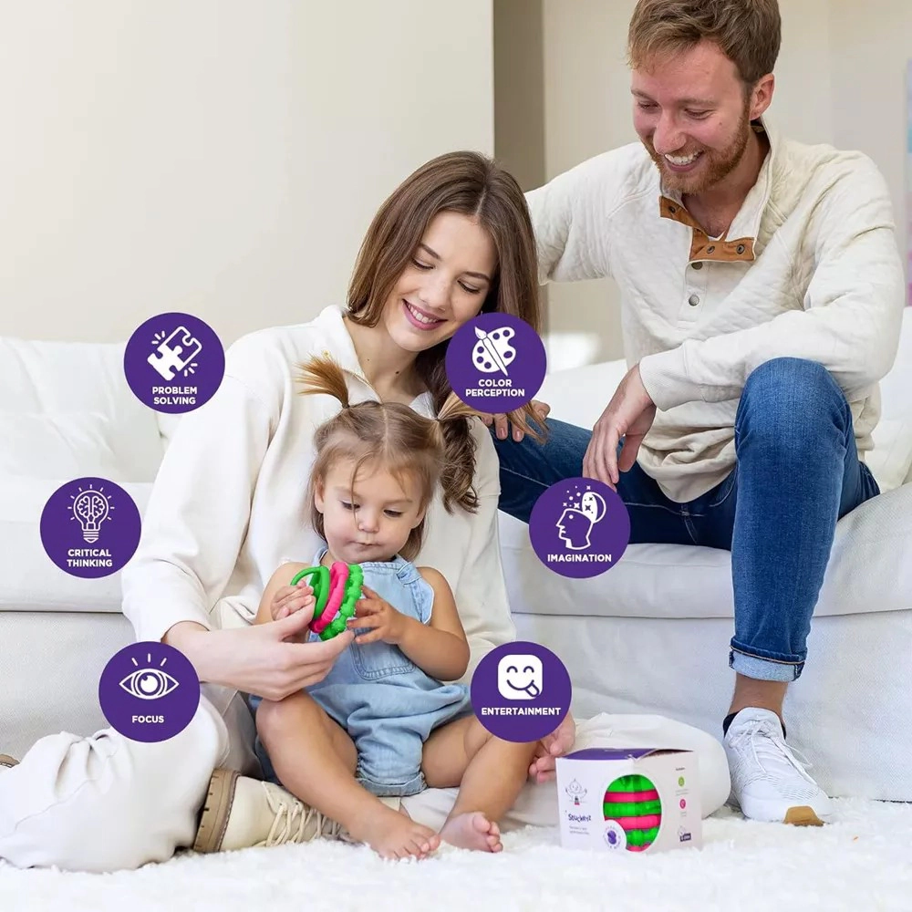 Sperric Premium Silicone Stacking Toy Teethers, Interactive and Fun Baby Toys - Teeth Soothing for 6-12 Month