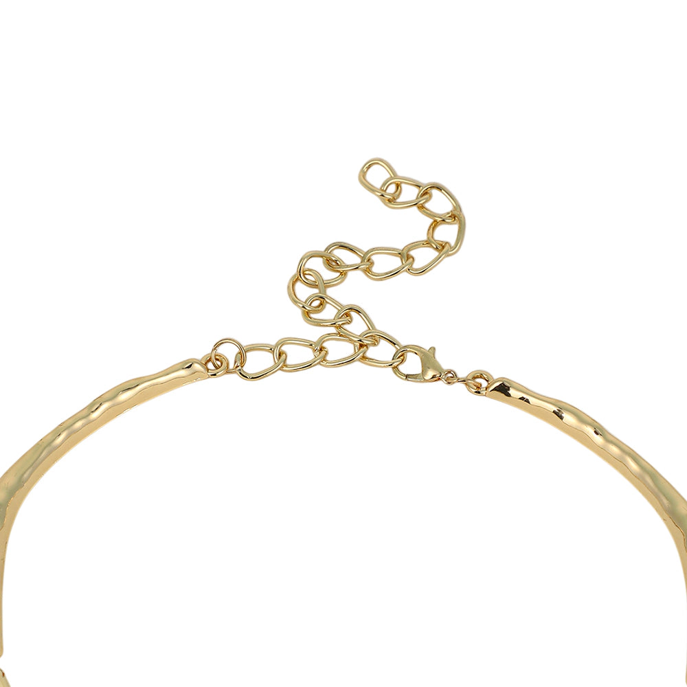 SOHI Women's The Hammered-Horn Collar Necklace - California Gold