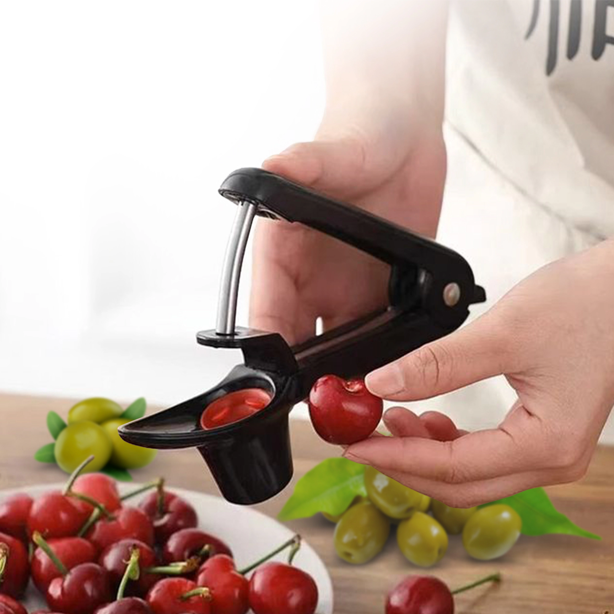 Cheer Collection Cherry and Olive Pitter with One-Handed Press