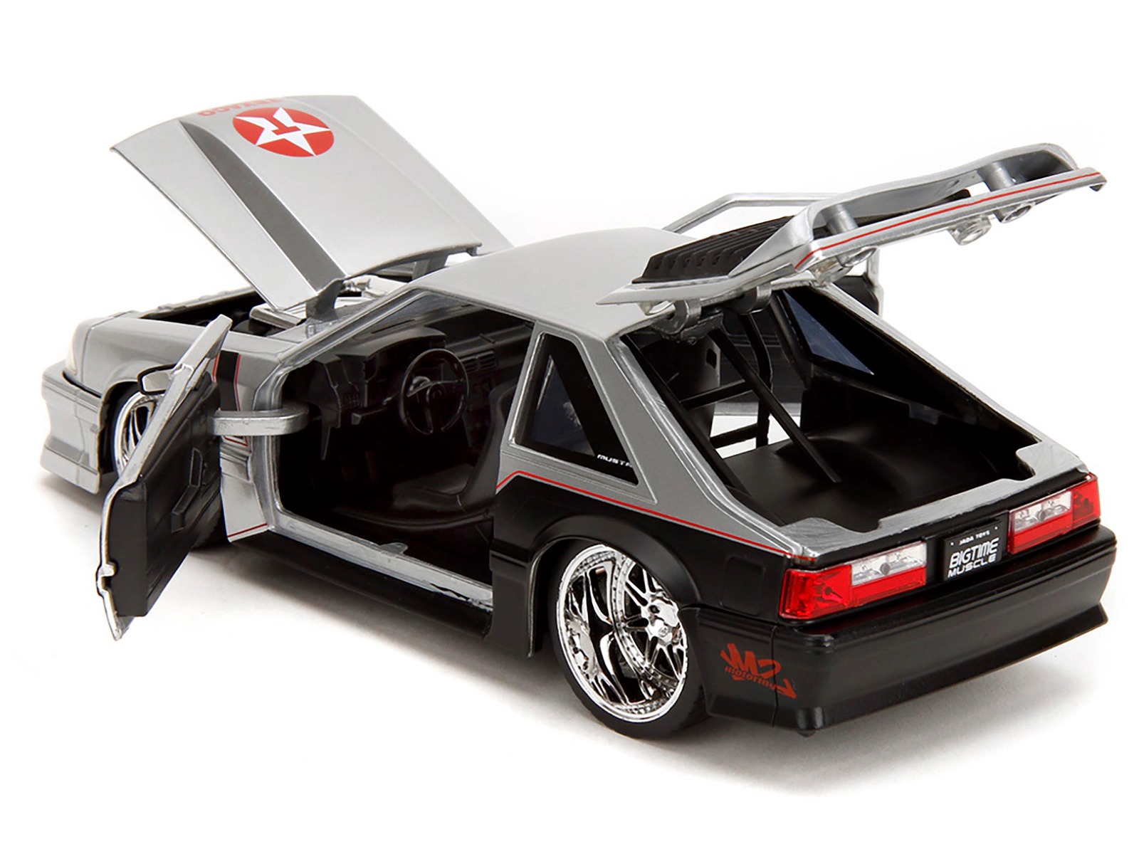 Jada 1989 Ford Mustang GT "Texaco" Silver Metallic and Matt Black "Bigtime Muscle" Series 1/24 Diecast Model Car by Jada