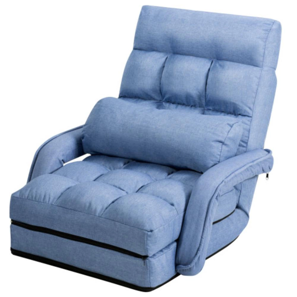 Hivvago Folding Lazy Floor Chair Sofa With Armrests And Pillow