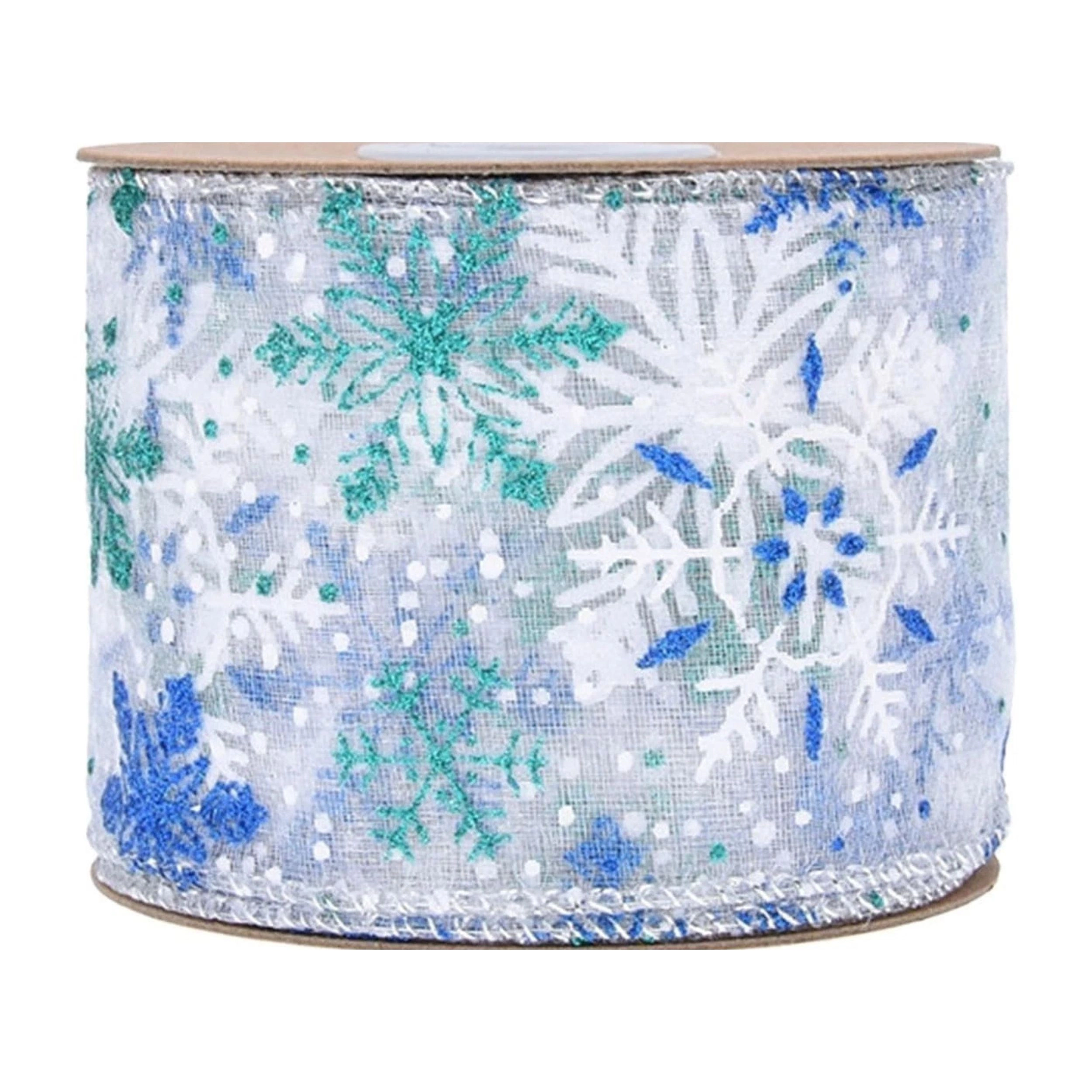 Home Collection 2.5" Wired Glitter Snowflake Christmas Ribbon 10 Yards