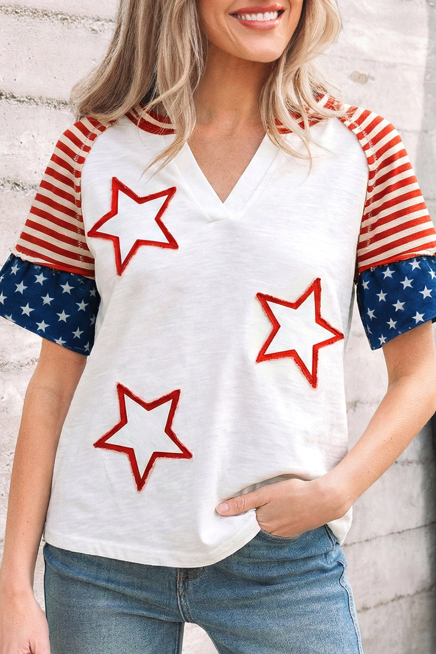 Threaded Pear Womens Katalina Inspired Short Sleeve Top - Fiery Red