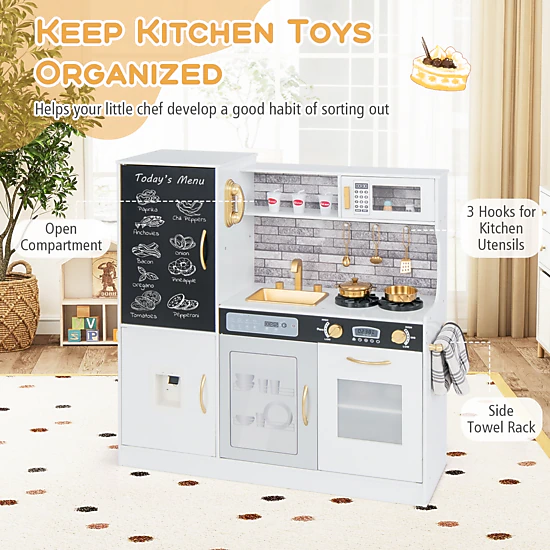 Hivvago Pretend Play Kitchen with Utensils for Kids Aged 3+