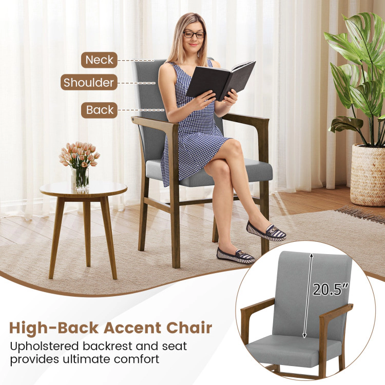 Hivvago Set of 2 High-Back Accent Chairs with Soft Upholstery and Sturdy Wooden Frame