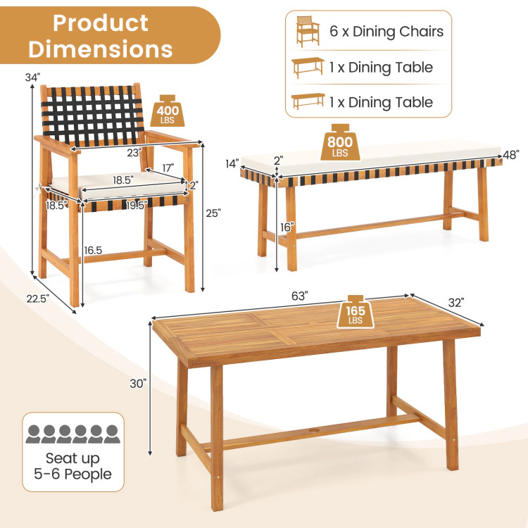 Hivvago 6-Piece Patio Dining Set For 5-6 People Farmhouse Furniture