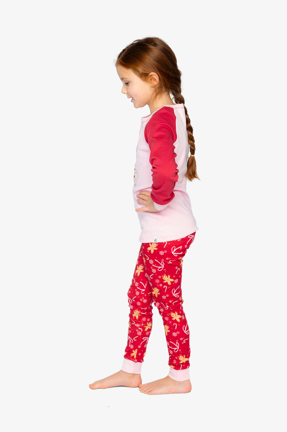 Deux par Girls Organic Cotton Gingerbread Two Piece Pajama Set with Raglan Sleeve Top and Pants