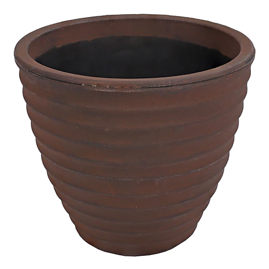 Sunnydaze 13 in Ribbed Polyresin Outdoor Planter - Rust, Color: Rust ...